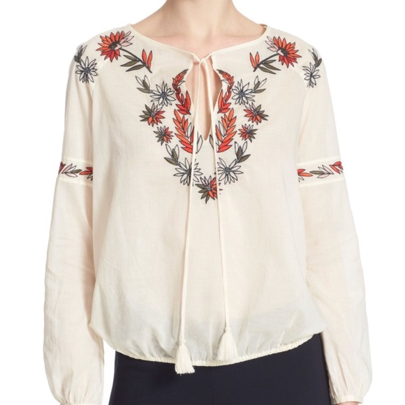 Tory Burch Tops - NWT Tory Burch embroidered peasant top, 8